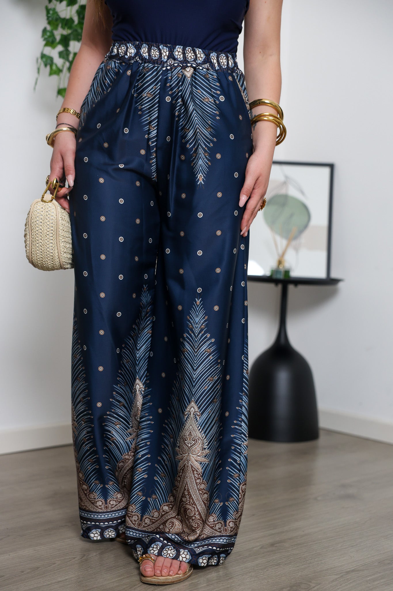 Pantalone satin fantasia