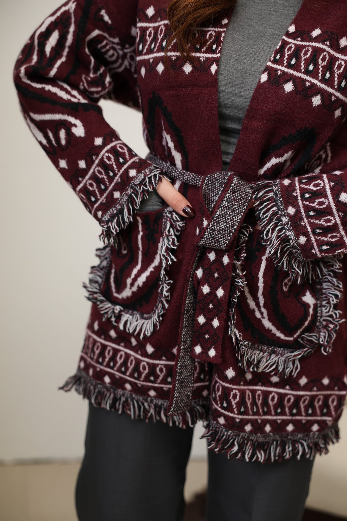 Cardigan lungo bandana