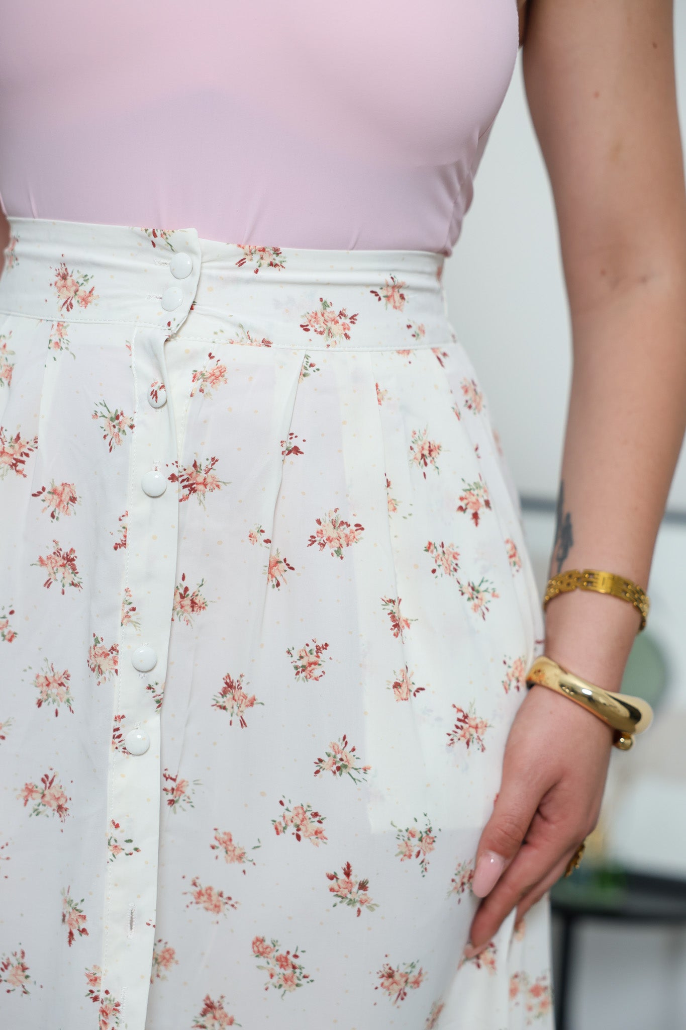 Gonna midi fantasia rosa