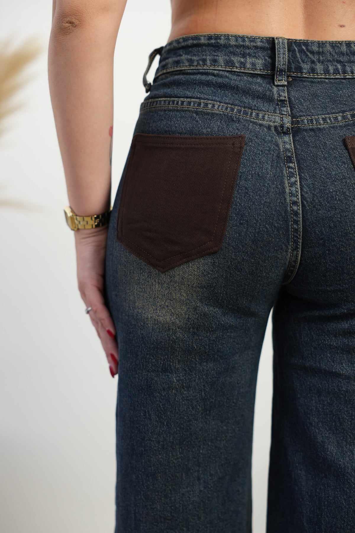 Jeans tasca camoscio