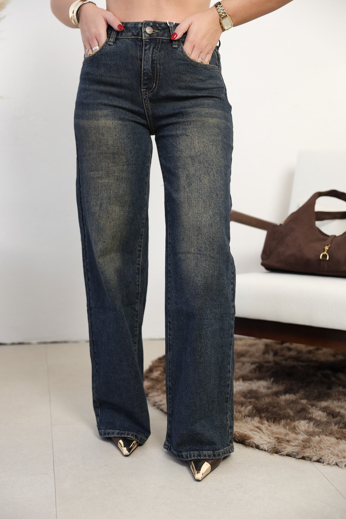 Jeans tasca camoscio