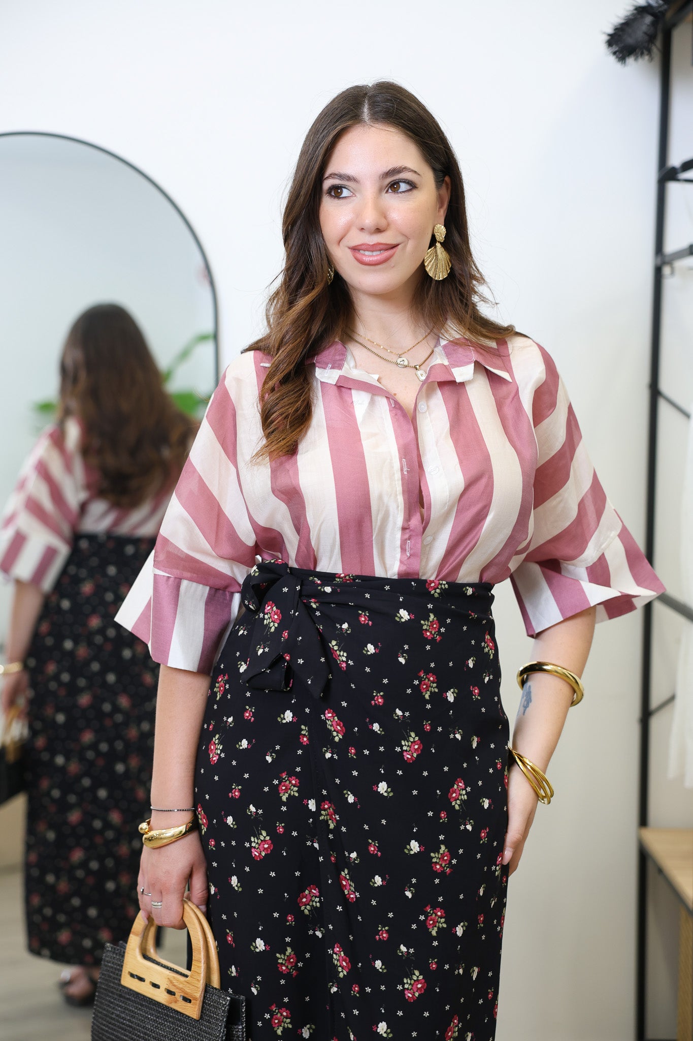 Camicia righe rosa