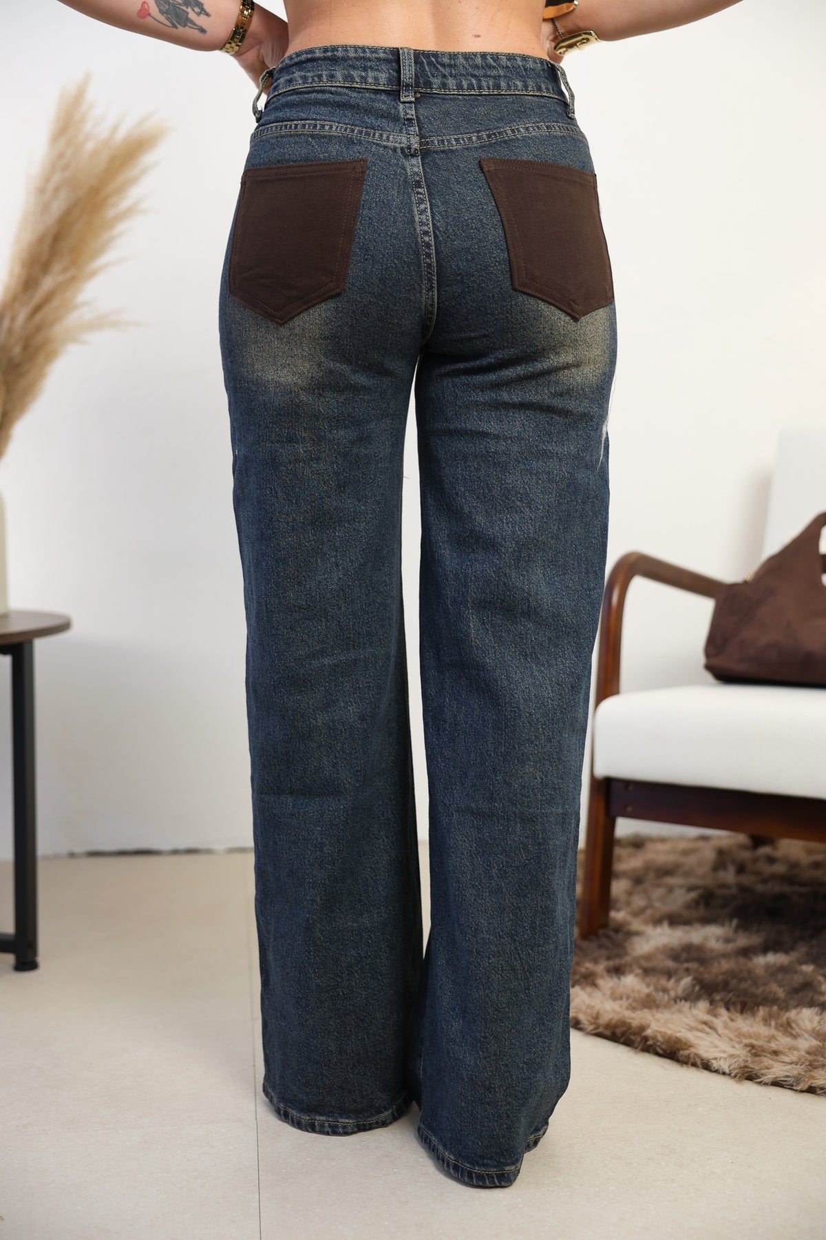 Jeans tasca camoscio