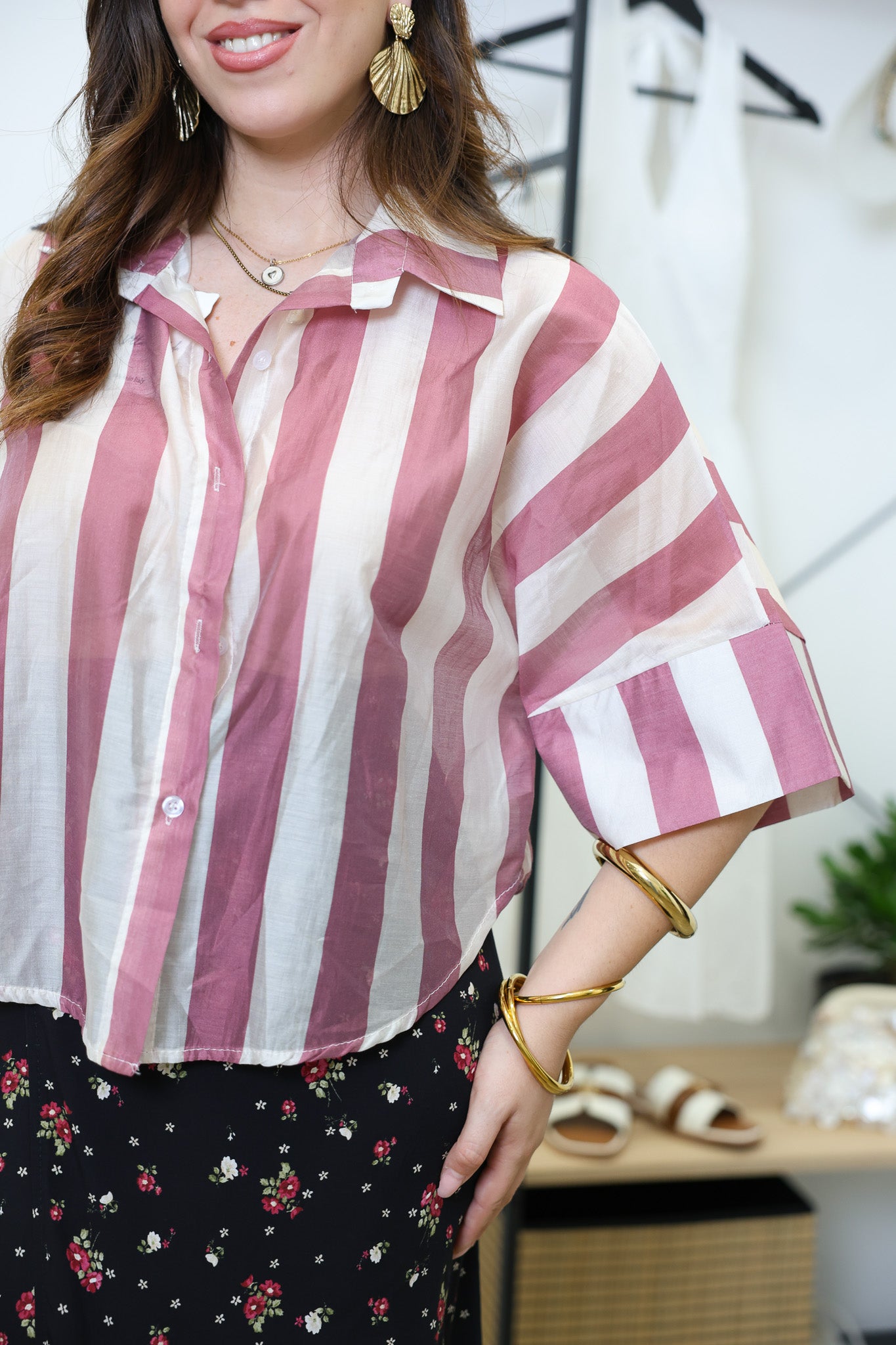 Camicia righe rosa