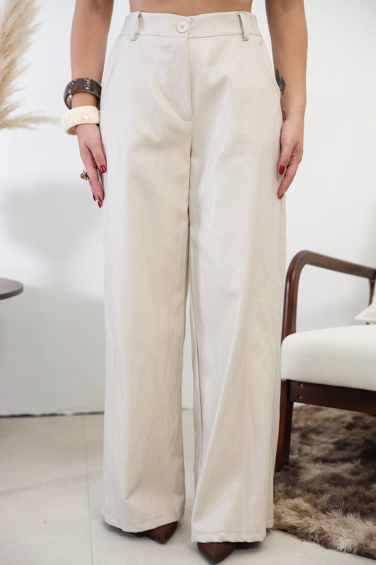 Pantalone pelle palazzo