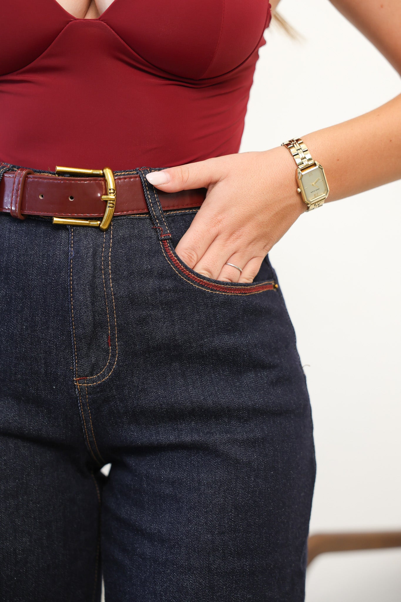 Jeans inserti bordeaux