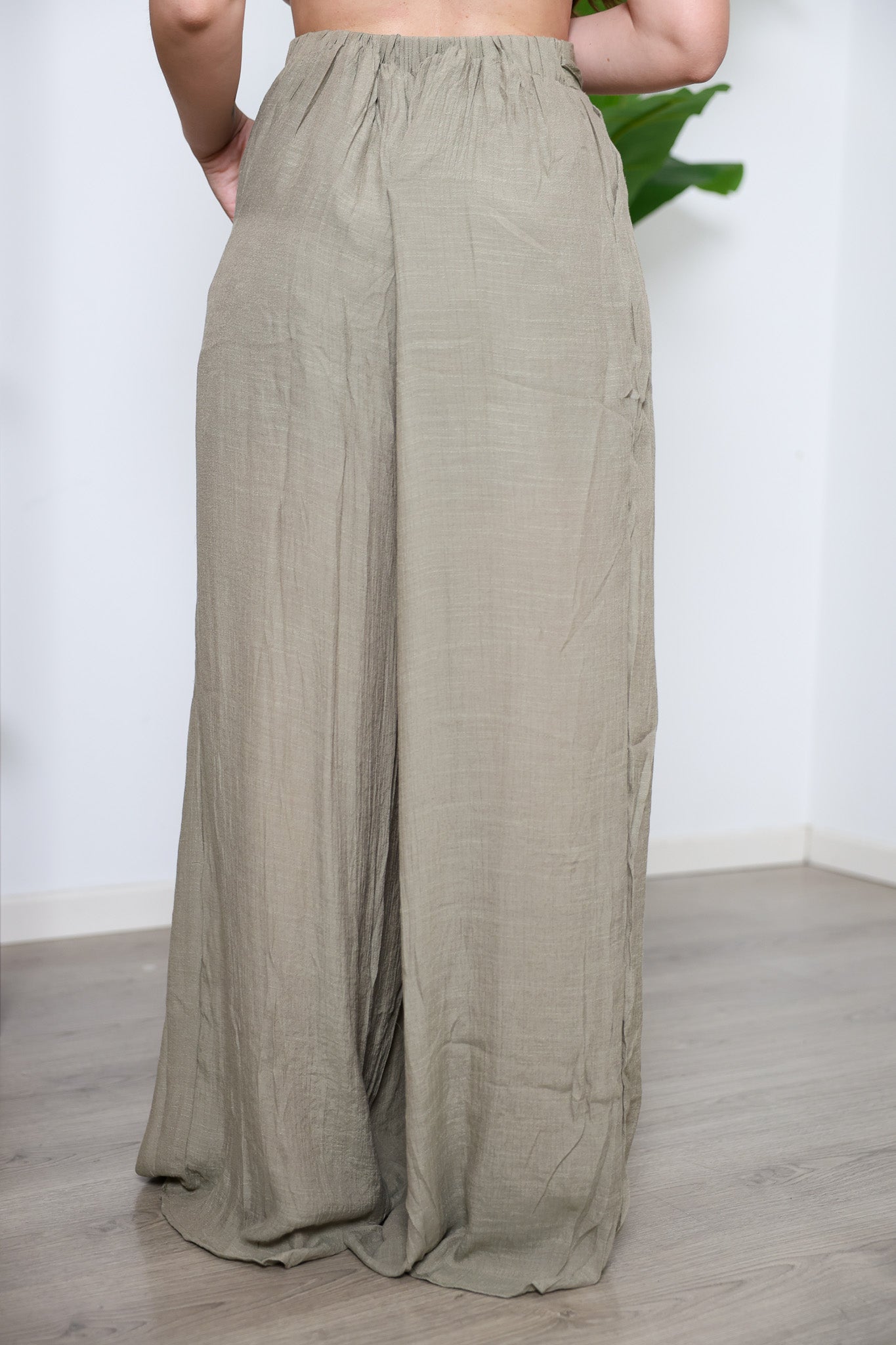 Pantalone lino oliva