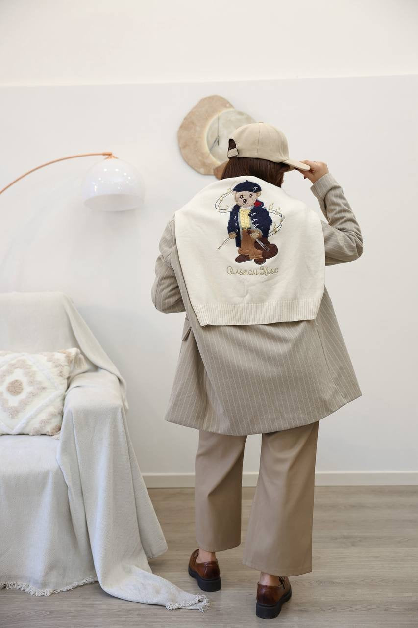 Pull panna orso blu 512