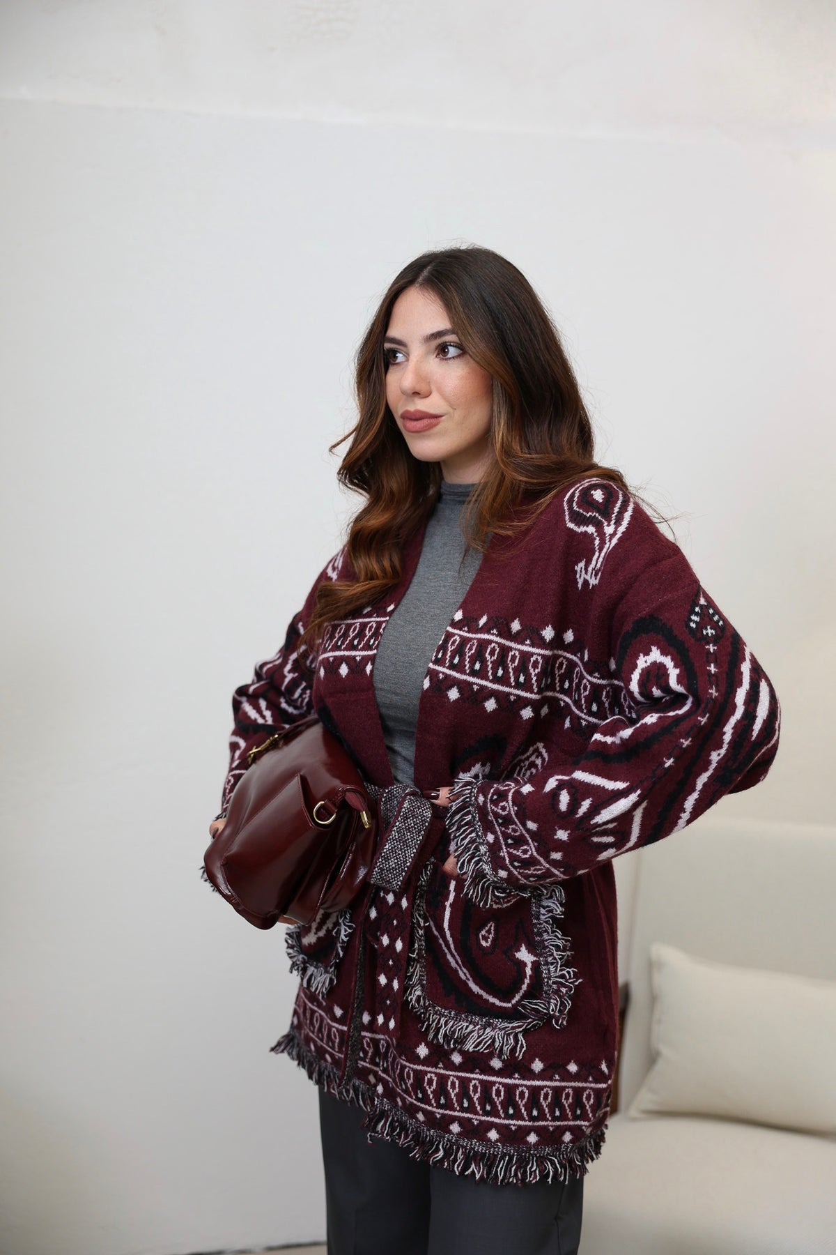 Cardigan lungo bandana