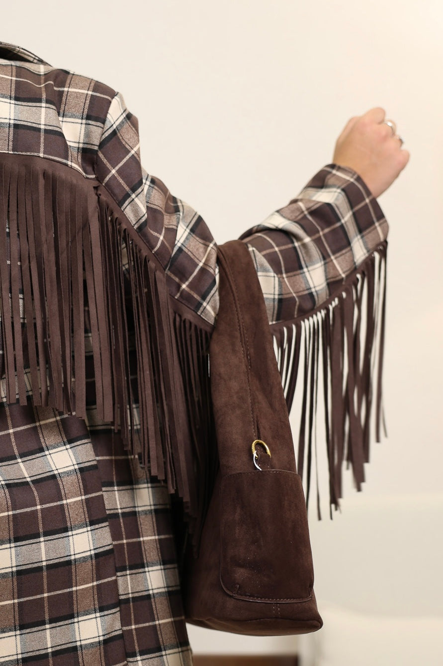 Blazer frange cuoio