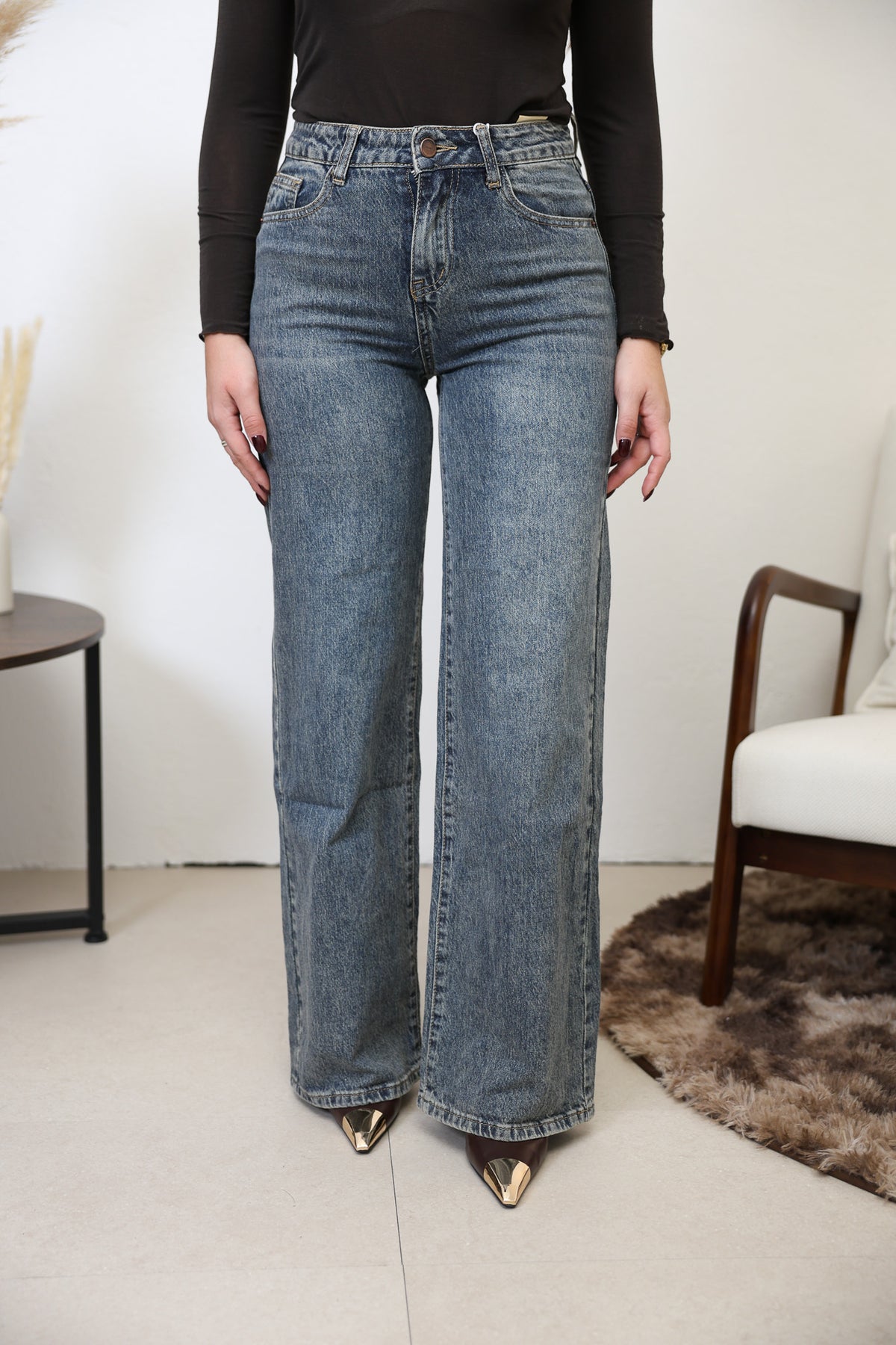 Jeans tasca strass